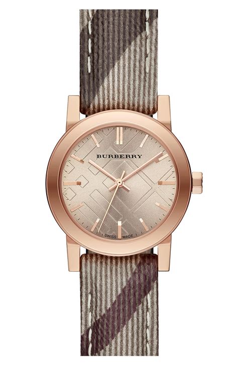 burberry small check strap watch 26mm|Burberry leather watch strap.